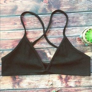 Black crossed bra top